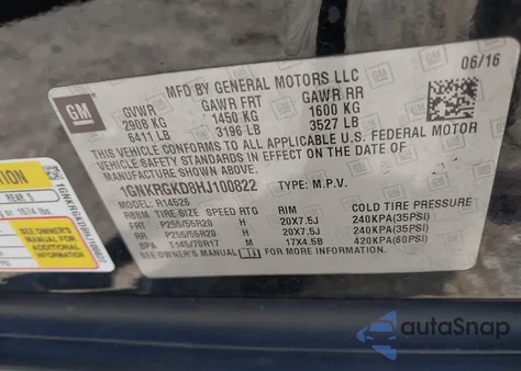 2017 Chevrolet Traverse 1Lt z USA, uszkodzony, nr VIN 1GNKRGKD8HJ100822